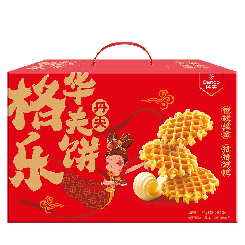 丹夫华夫饼格乐原味营养早餐糕点心小面包蛋糕礼盒充饥零食540g