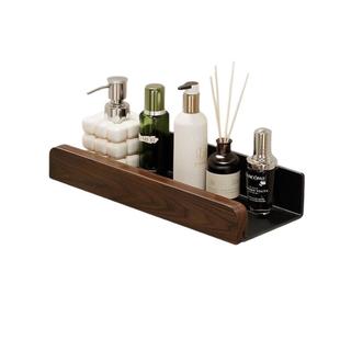 胡桃木卫生间置物架中古风浴室厕所洗漱洗手台洗手间墙上免打孔架