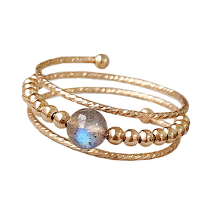 原创设计天然灰月光石戒指不褪色14k注金手工女食指戒礼物包邮