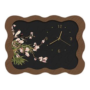 中古风电表箱装饰画餐厅钟表遮挡家用配电箱挂画复古花鸟饭厅壁画