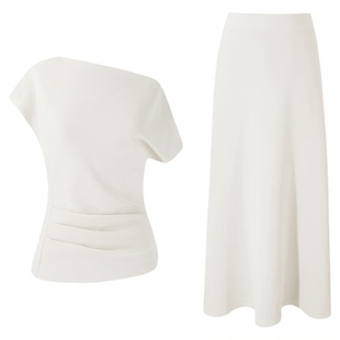 SYT原创 云感面料褶皱收腰套装连衣裙女2026春新款上衣半裙两件套