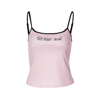 美式复古学院风字母印花吊带背心