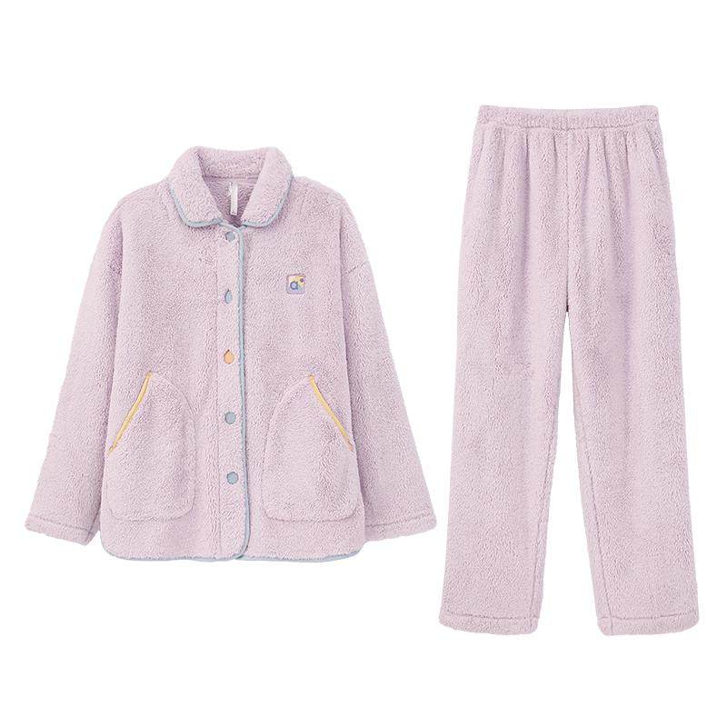 安之伴珊瑚绒睡衣情侣男女款可外穿秋冬季加绒加厚保暖家居服套装