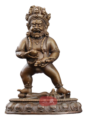 藏传纯铜古色黑财神佛像2寸家用随身供奉密宗财神爷铜像桌面摆件