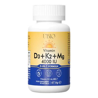 UBIO优碧欧维生素d3k2镁三合一dk镁成人孕妇女性阳光甘氨酸镁vd3
