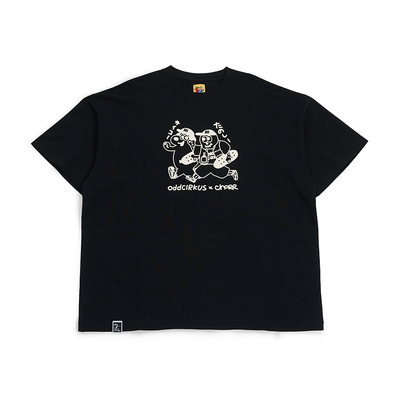 oddCIRKUS x Charr 联名 图案短袖黑色男女同款休闲圆领T恤上衣