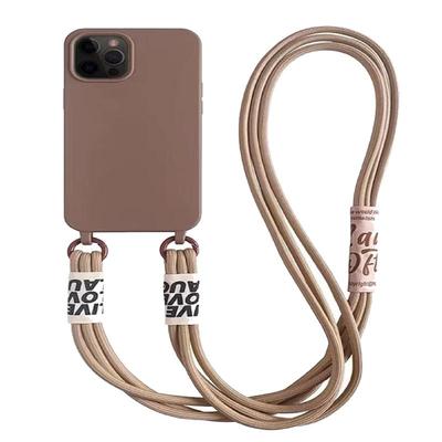 奶茶色斜挎背带挂绳苹果17手机壳