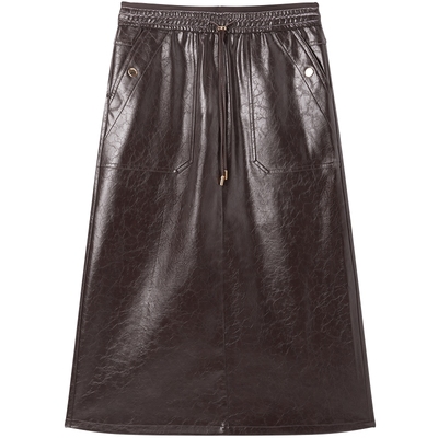 太平鸟女装冬季宽松都市双腰头拼接长裙A1GFE4509