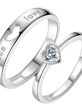 永结同心情侣戒指925纯银小众