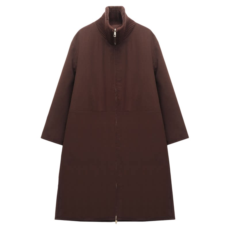呈品90白鹅绒中空纱正反两面穿羽绒服女冬装时尚立领长款保暖外套