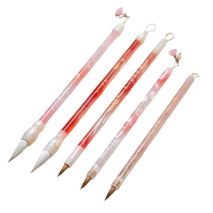 中国画毛笔套装专业级小楷工笔勾线笔初学者入门中号专用小号练字练习描红湖笔狼兼毫笔书法紫粉漂亮颜值女生