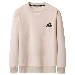 雪中飞加绒加厚卫衣男款秋冬季圆领套头中青年保暖针织打底衫毛衣