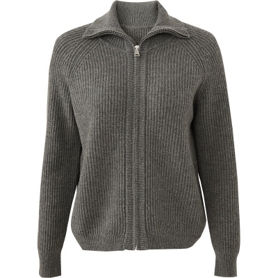 娅丽达拉链立领外套针织衫女