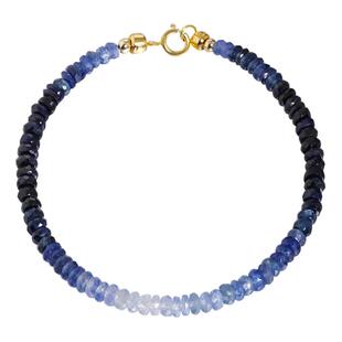 若华珠宝子渔=彩色蓝宝石手链女18K黄金彩宝手串小众设计礼物定制