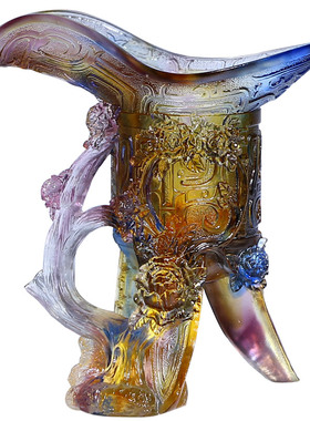 琉璃仿古帝王爵杯古代玻璃白酒杯