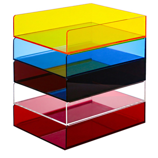 透明亚克力文件架分层资料文件盒办公桌面收纳A4单层彩色文件盘