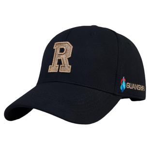 帽子男士春秋季刺绣棒球帽防晒遮阳帽冬天R标黑色鸭舌帽百搭硬顶