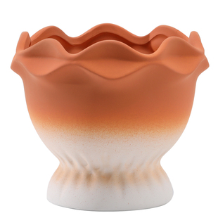 简约彩色渐变花朵口陶瓷素烧花盆陶盆透气吸水郁金香吊兰多肉盆栽