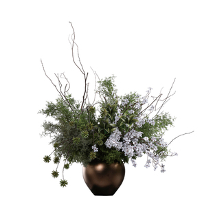 鲲屿 大型酒店大堂仿真花艺【松照如雪】新中式绿色系会所摆件