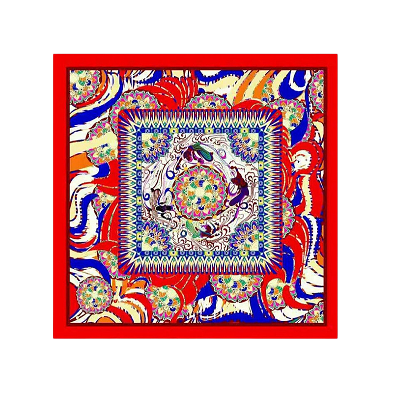 敦煌壁画围巾藻井纹大方巾复古