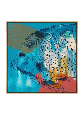 现代轻奢蓝色海洋背景墙装饰画