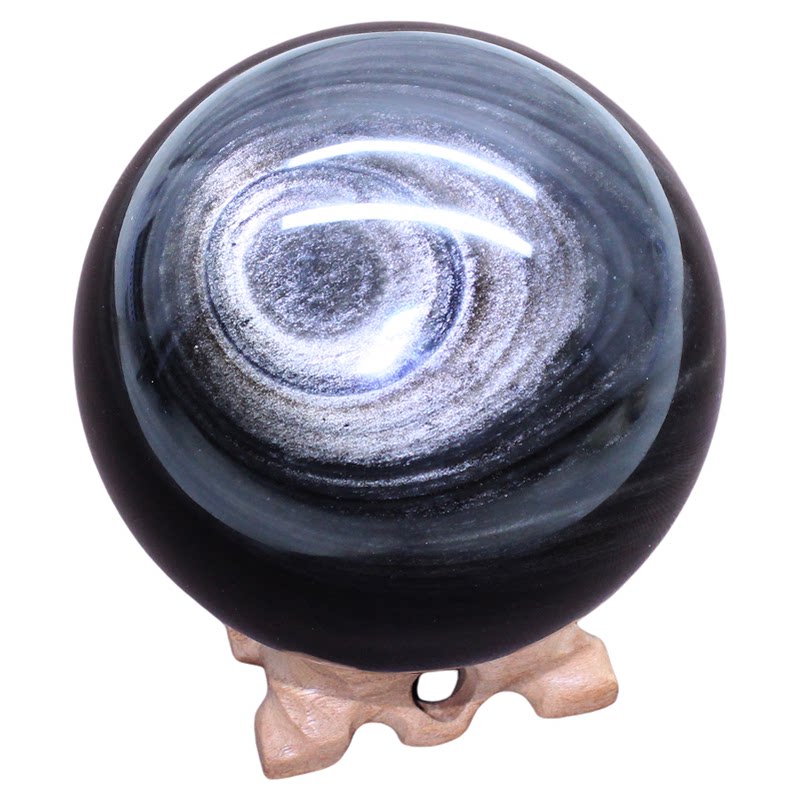 如鸿天然黑曜石星系风水球摆件