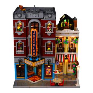 BrickBling适用乐高积木灯饰10312爵士俱乐部披萨店街景灯光组件