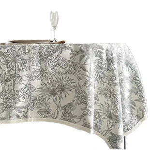 雨雾中古雨林桌布法式田园轻奢提花氛围感餐桌盖布茶几台布定制