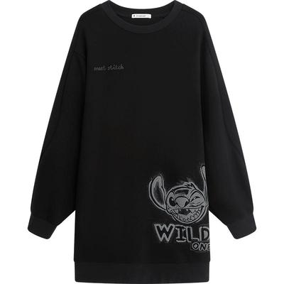 【播奥莱】播圆领连衣裙商场同款史迪奇系列时尚宽松印花裙子