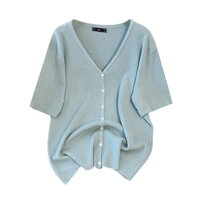 针织衫短袖T恤女冰丝上衣