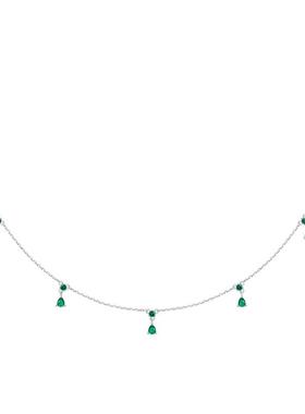 极光925纯银绿色锆石项链女款