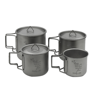 LTHW旅腾户外纯钛轻量锅露营炊具超轻徒步煎锅钛合金折叠套锅锅具