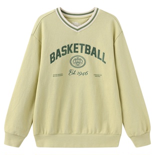 nbakids童装秋冬男女童T恤长袖儿童V领卫衣潮流撞色K233TS350P