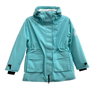 快船联名款女款秋冬中长款重工保暖连帽工装多功能派克防水羽绒服