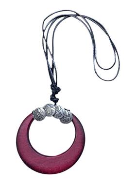 原创复古民族做旧系列木质圆环项链纽扣造型男女通用长款毛衣项