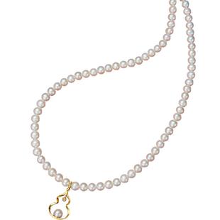 潮宏基感恩福禄银珍珠项链银镀金套链葫芦送长辈妈妈礼盒生日 L