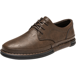 公牛世家皮鞋男2026新款复古商务英伦休闲男鞋春季低帮工装马丁靴