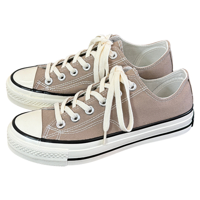 灰色低帮休闲复古男女同款帆布鞋