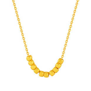 水贝黄金官方旗舰店足金999暴富六面小方糖吊坠项链套链女生礼物