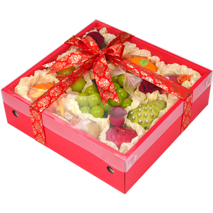 鲜元10斤装高档礼盒烫金喜庆红色福透明水果礼品包装盒简约空盒子