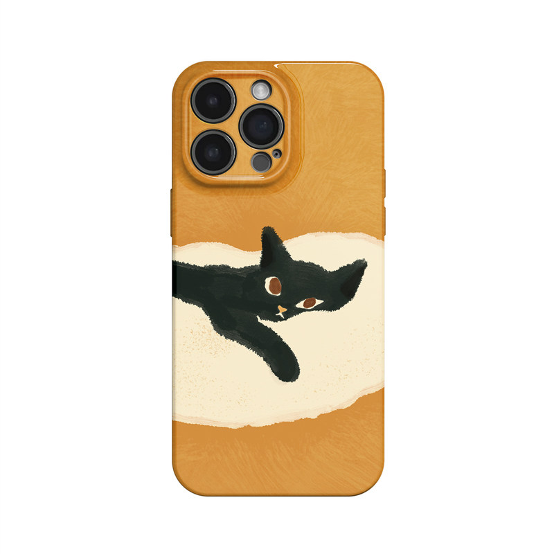 慵懒黑猫~可爱萌趣治愈ins适用iPhone16promax手机壳华为mate60小米15小众opporeno13苹果14vivox200一加ace5