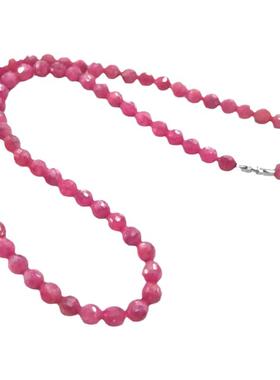 天然红宝石切面项链刚玉珠子手串