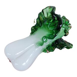 90年非遗传承纯手工艺品水晶琉璃瓜果白菜老料器百财复古招财摆件