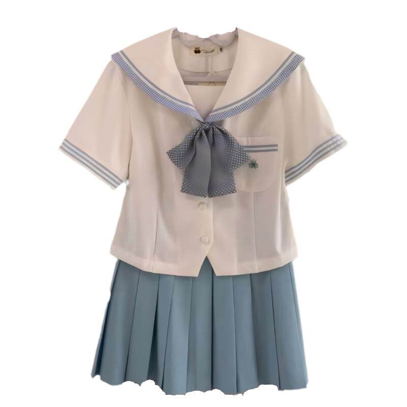 小清泉Lulucake原创夏季秋冬季水蓝色白色日系JK水手服学院风