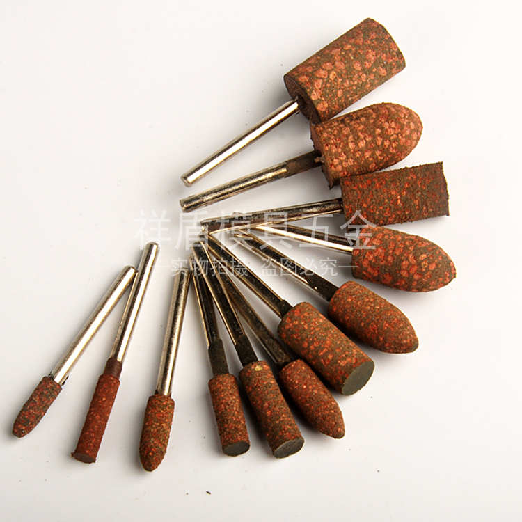 芝麻磨头橡胶抛光轮气动风磨笔配件模具电动打磨棒橡皮小沙轮3mm