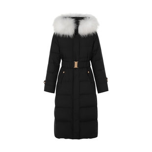 【狐狸毛领】朗姿莱茵福莱尔千金感高端长款羽绒服收腰加厚鹅绒服