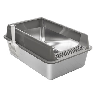 萌尾不锈钢猫砂盆超大号防外溅开放式猫咪厕所猫猫易清洗猫屎盆子