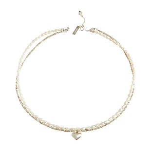 EOLO爱心珍珠双层项链 女纯银淡水珍珠小众EGNL04