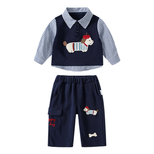 婴儿分体套装春季时髦洋气宝宝衣服春天超好看童装男童一整套春装