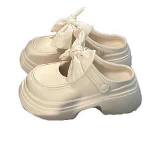 增高踩屎感洞洞拖鞋女夏外穿2025年新款厚底小皮鞋包头凉拖沙滩鞋